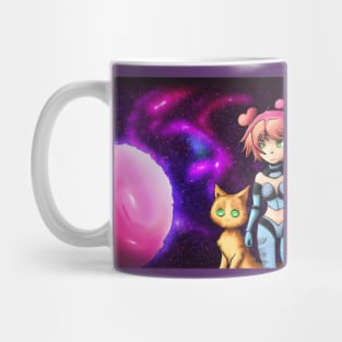 Anime Girl and Cat in Space Mug